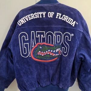 Vintage 90s Florida University Gators Reversible Suede / Nylon Varsity Jacket L